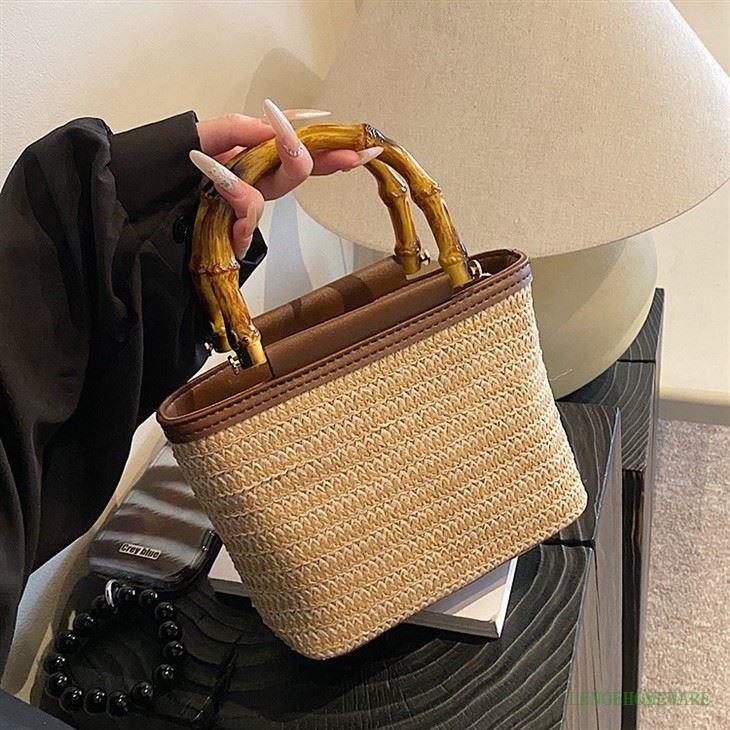 Bamboo Handle Straw Crossbody Shoulder Bag suppliers