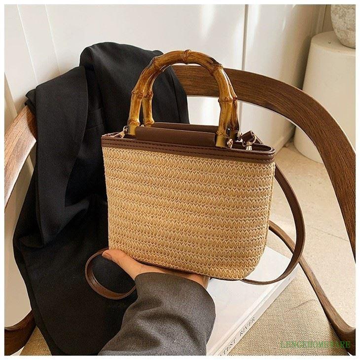 Bamboo Handle Straw Crossbody Shoulder Bag best
