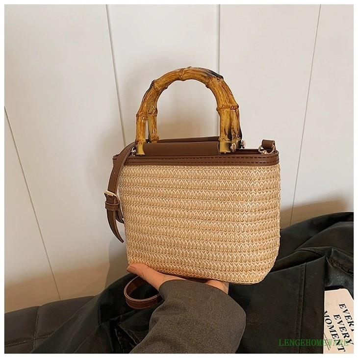 Bamboo Handle Straw Crossbody Shoulder Bag suppliers